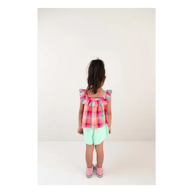 Top Didi Carreaux Coton Bio | Rose fuschia