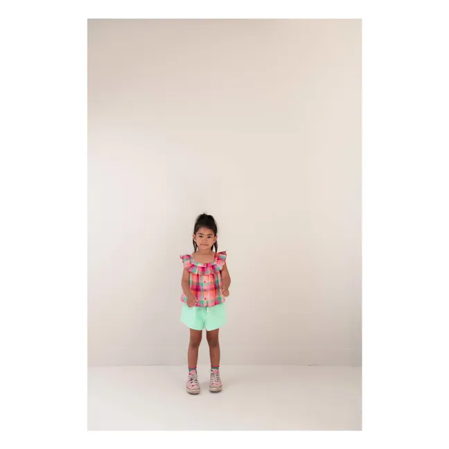 Top Didi Carreaux Coton Bio | Rose fuschia
