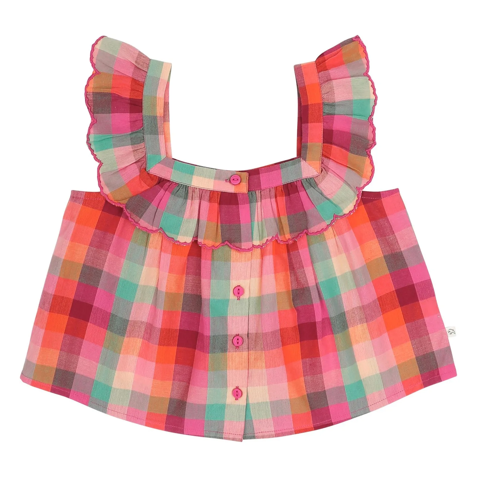 Jenest Fuchsia Top Didi Carreaux Coton Bio