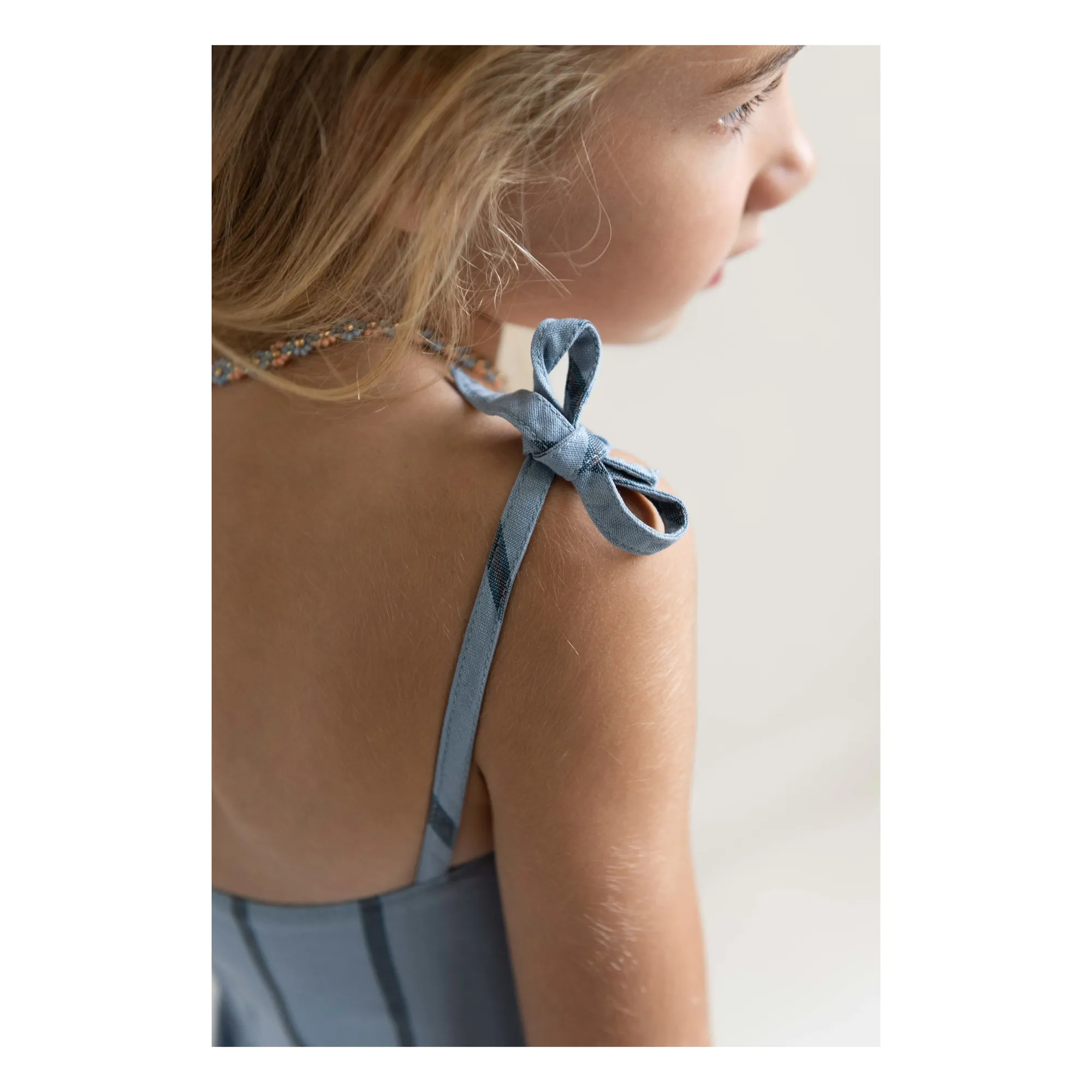 Robe Bonne Rayée Coton Bio | Bleu pâle- Image produit n°4
