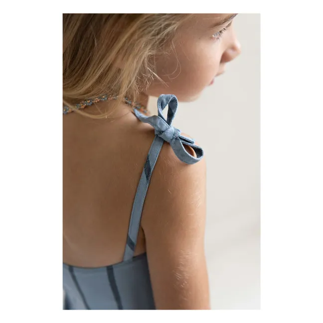 Vestido de rayas de algodón orgánico | Azul Pálido