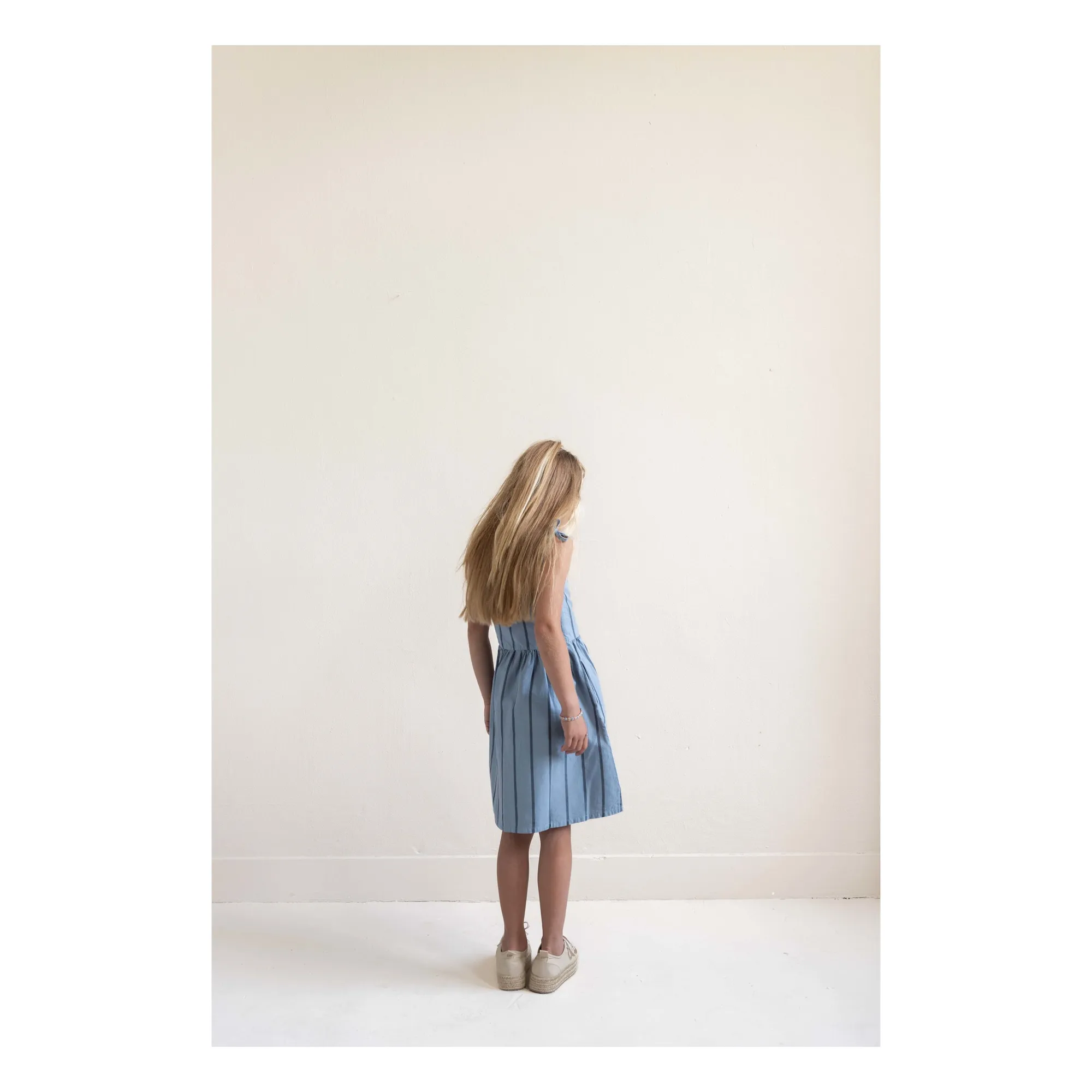 Robe Bonne Rayée Coton Bio | Bleu pâle- Image produit n°3