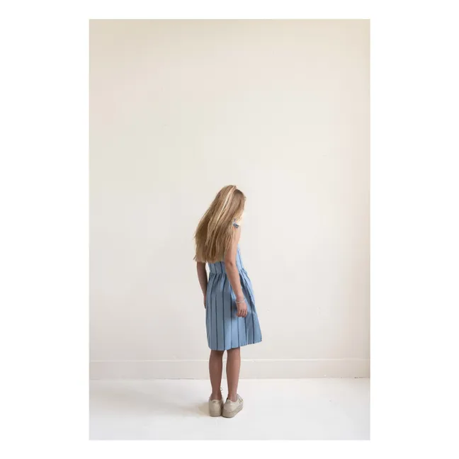 Vestido de rayas de algodón orgánico | Azul Pálido