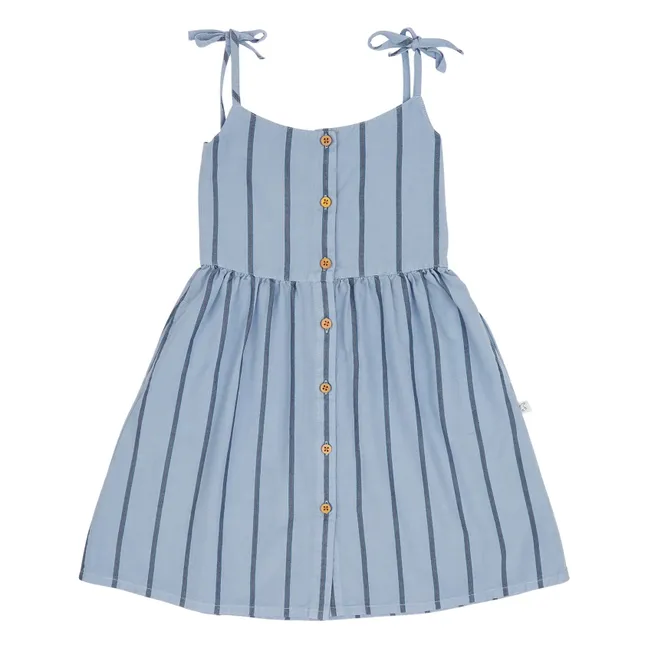 Vestido de rayas de algodón orgánico | Azul Pálido