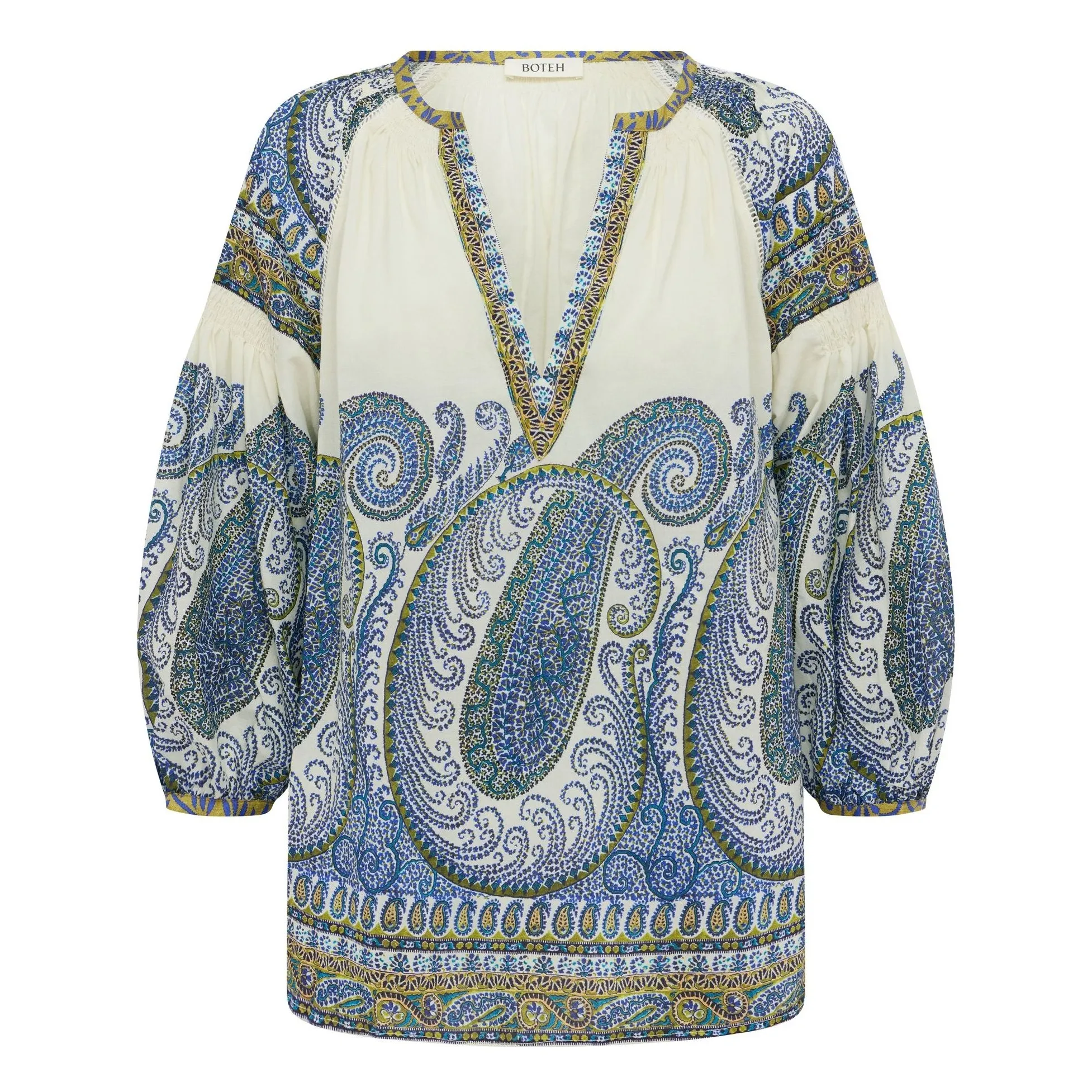Boteh Lapis-Lazuli Arcadia Cotton Smocked Blouse