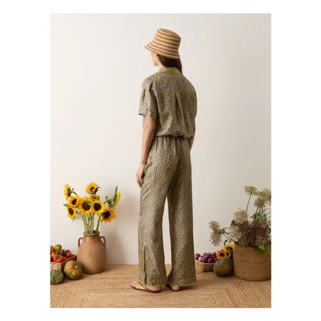 Pantalon Verve Soie | Jaune moutarde