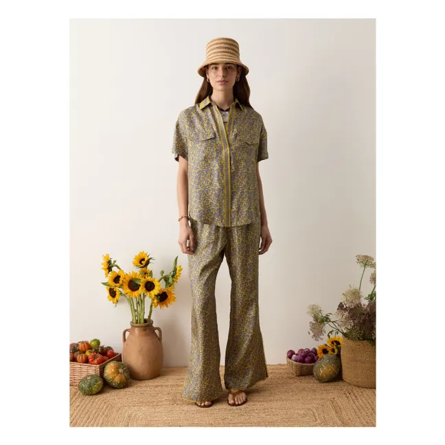 Pantalon Verve Soie | Jaune moutarde