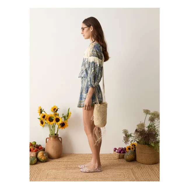 Arcadia Cotton Smocked Blouse | Lapis-lazuli