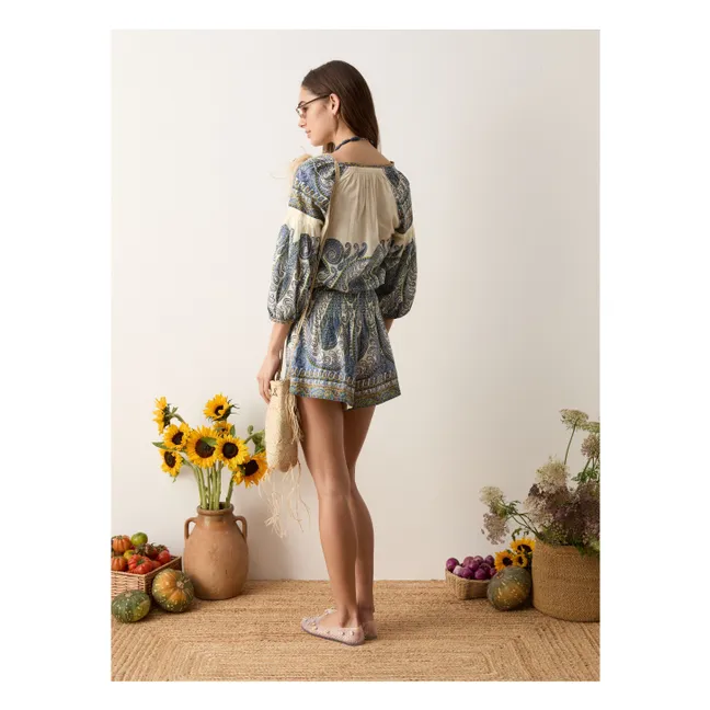 Blusa Smocked de algodón Arcadia | Lapis-lazuli