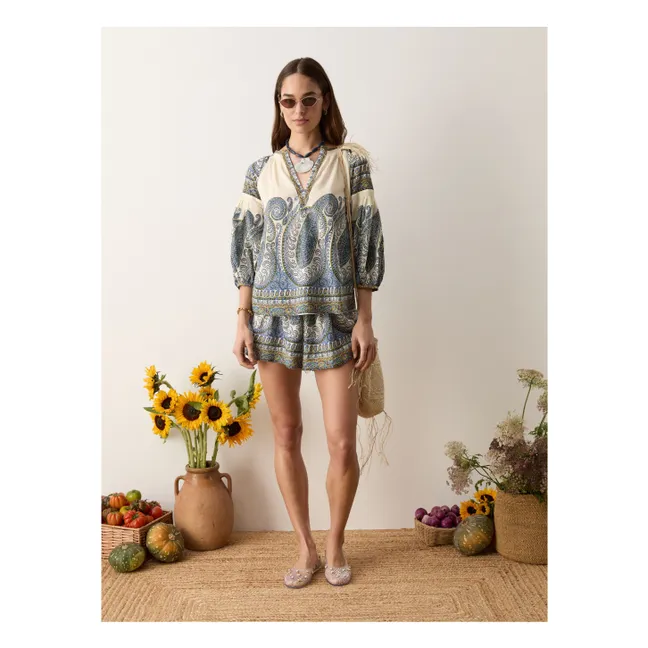 Blouse Smockée Arcadia Coton | Lapis-lazuli
