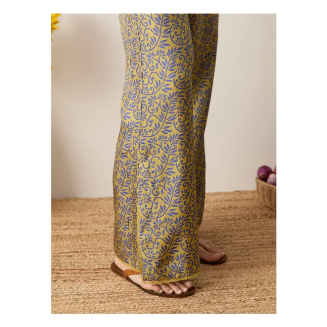 Pantalon Verve Soie | Jaune moutarde