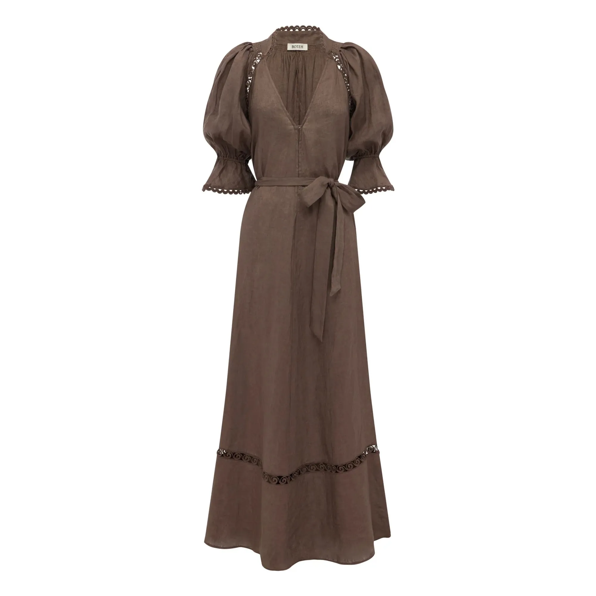 Boteh Mocha Myra Linen Dress