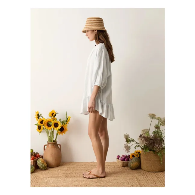 Robe La Ponche Frill Lin et Coton | Bleu ciel
