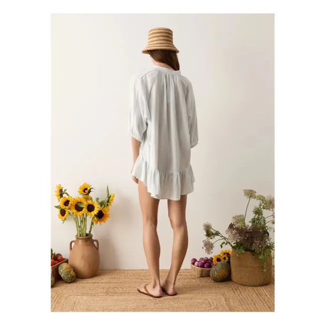 Robe La Ponche Frill Lin et Coton | Bleu ciel