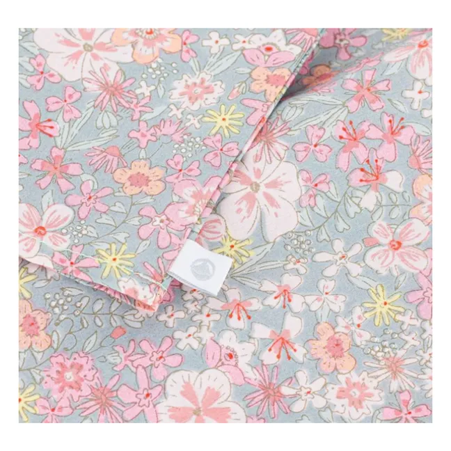 Blouse Collerette Fleurie Coton Bio | Turquoise