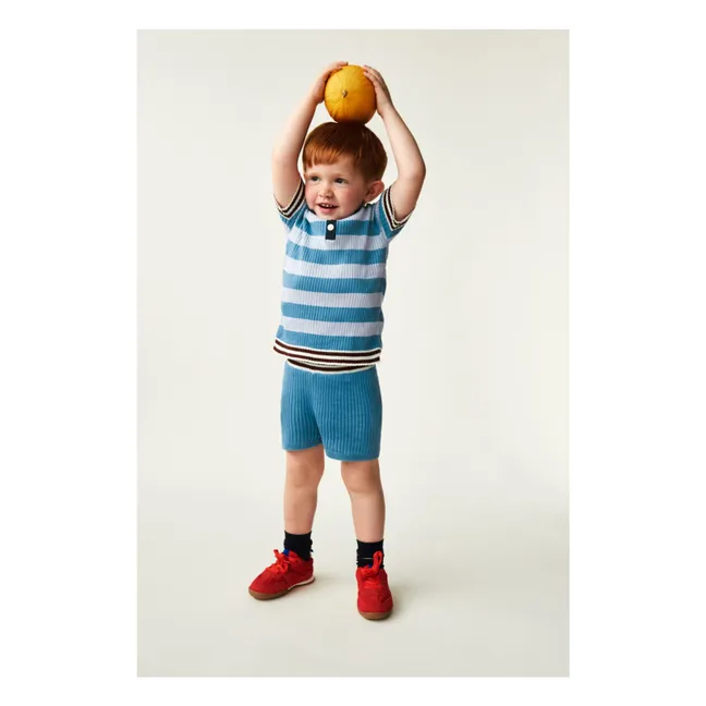 Short Côtelé Maille Coton Bio | Bleu azur