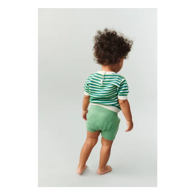 Short Chiné Maille Coton Bio | Vert