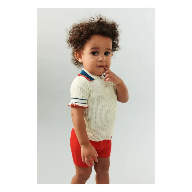 Polo Pointelle Maille Fine Coton Bio | Ecru