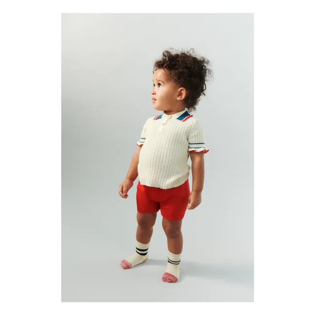 Polo Pointelle Maille Fine Coton Bio | Ecru