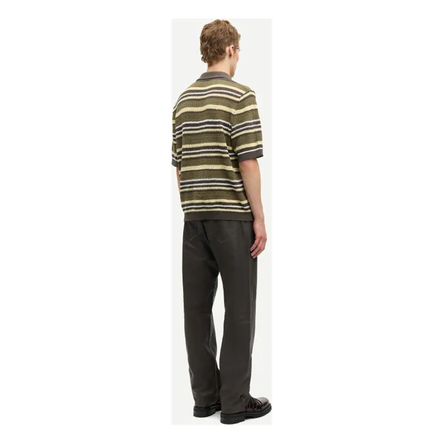 Samarco Striped Knit Polo  | Khaki