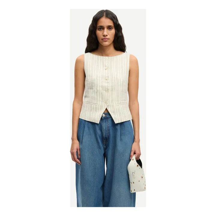 Gilet Saloves Lin et Coton | Crème- Image produit n°1