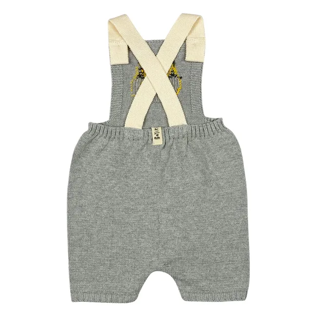 Doro Organic Cotton Knit Short Dungarees | Grey