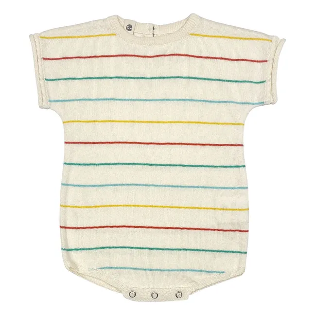 Body de algodón orgánico a rayas botánicas | Crudo