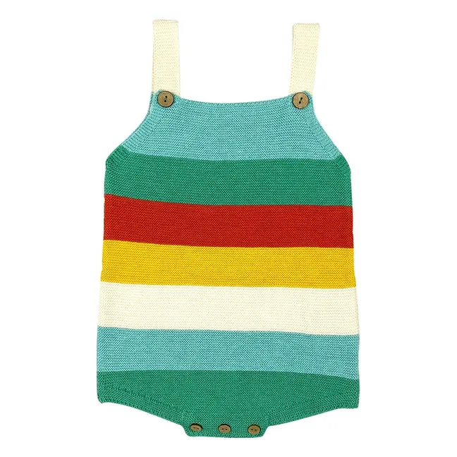 Rainbow Organic Cotton romper | Turquoise