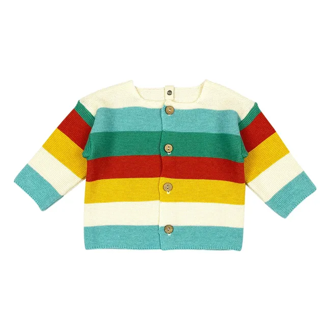 Cardigan Rainbow Coton Bio | Turquoise