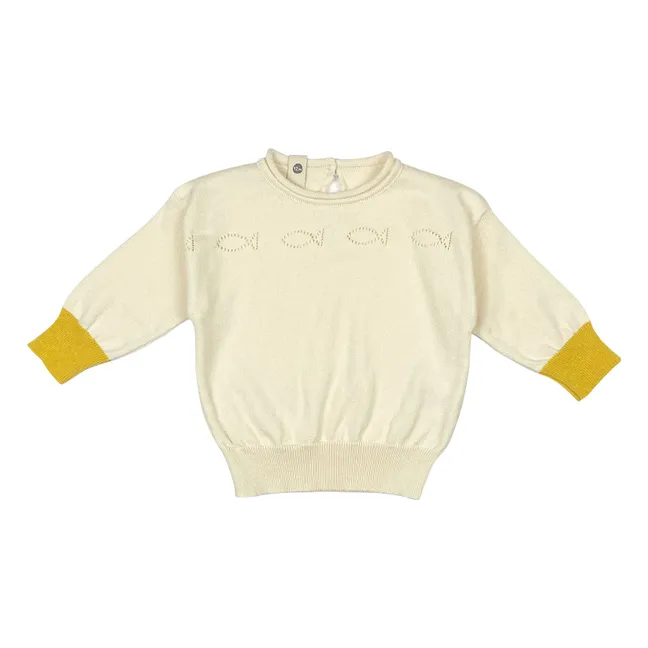 Little Fish organic cotton sweater | Ecru