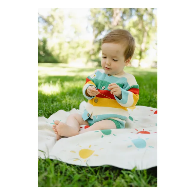 Cardigan Rainbow Coton Bio | Turquoise