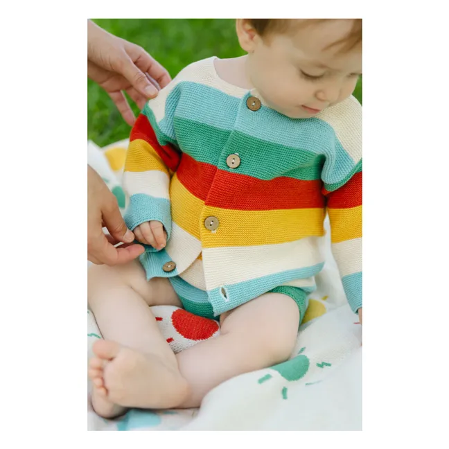 Cardigan Rainbow Coton Bio | Turquoise