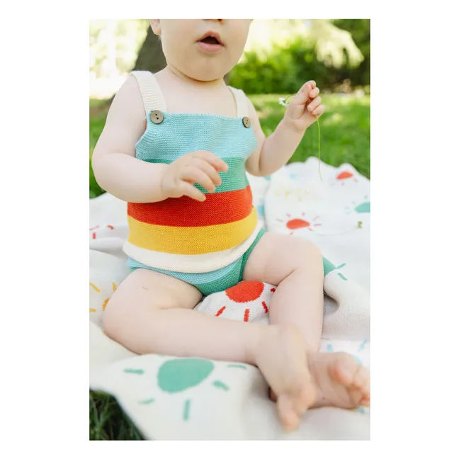 Rainbow Organic Cotton romper | Turquoise