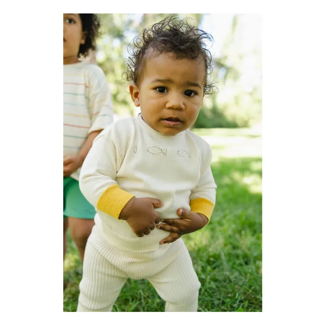 Little Fish organic cotton sweater | Ecru