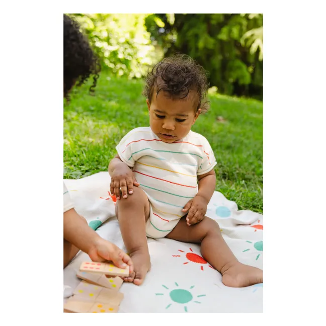 Botanical Striped Organic Cotton Bodysuit | Ecru