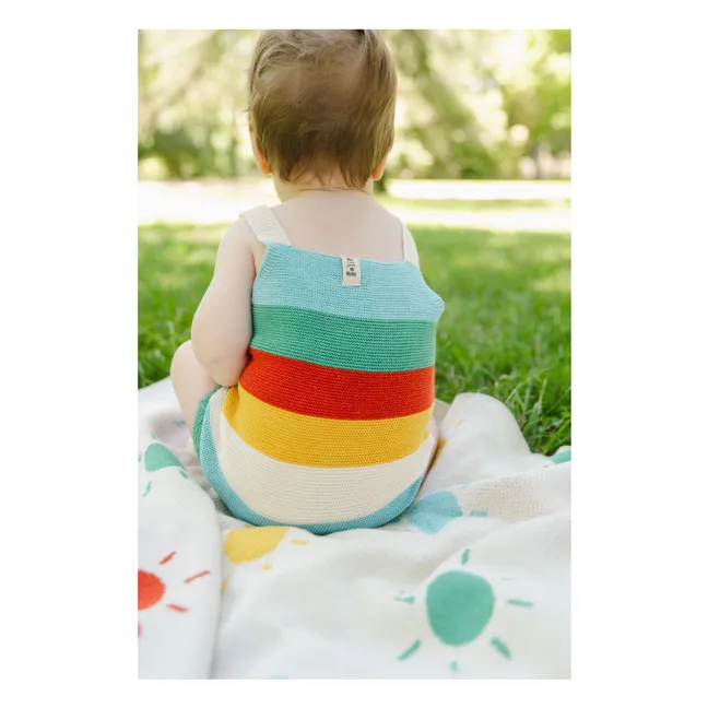 Rainbow Organic Cotton romper | Turquoise