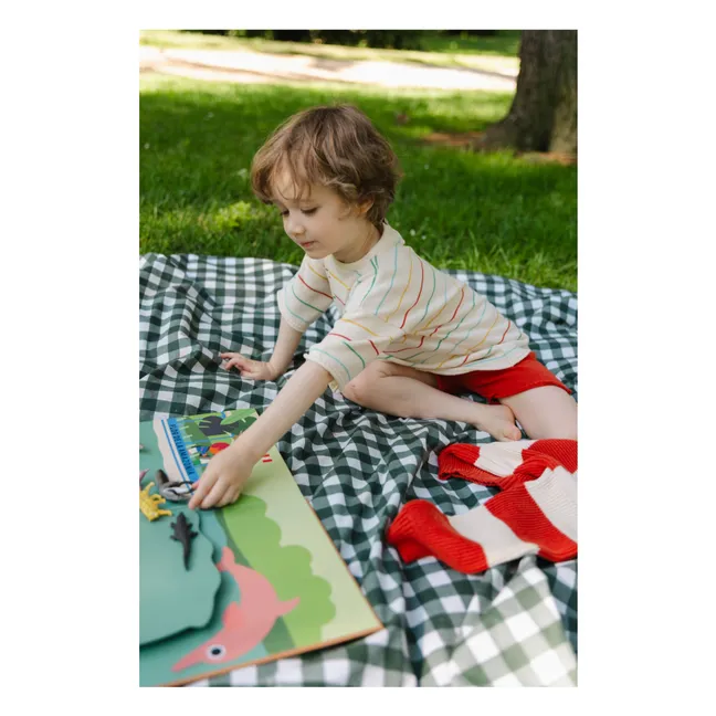 Camiseta de algodón orgánico con rayas botánicas | Crudo