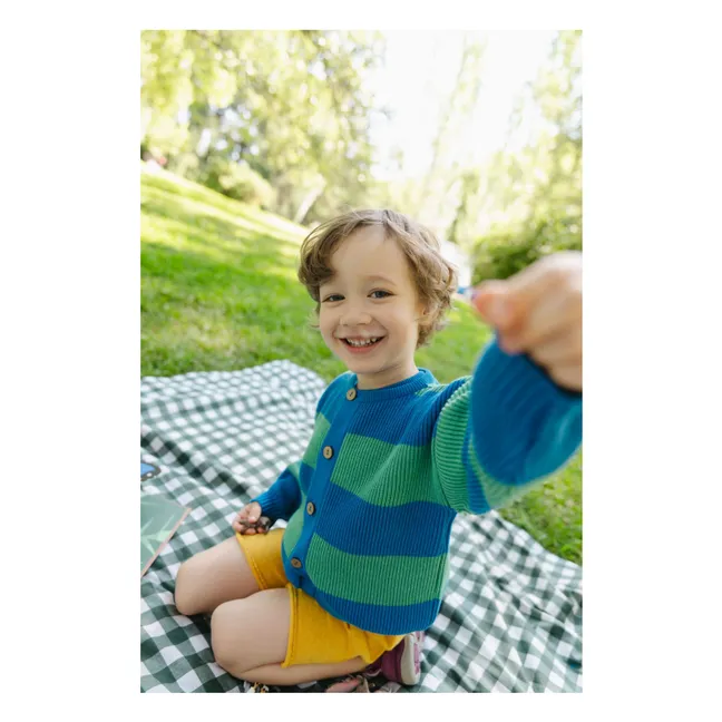 Cardigan Snake Rayé Coton Bio | Bleu