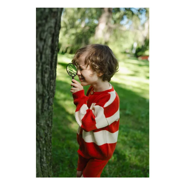 Striped Organic Cotton Snake Cardigan | Red