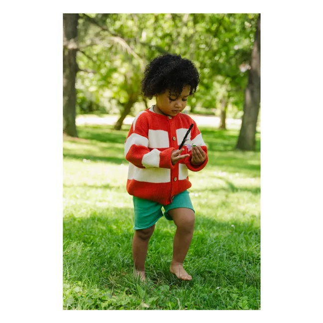 Cardigan Snake Rayé Coton Bio | Rouge