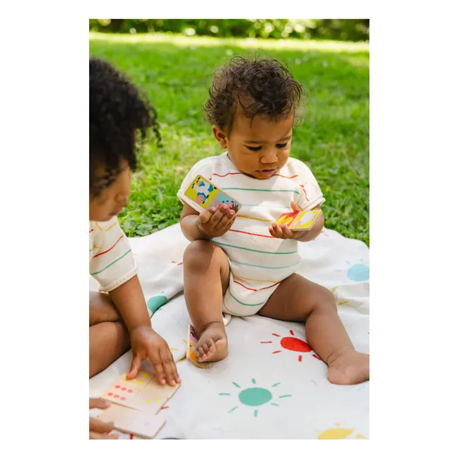 Botanical Striped Organic Cotton Bodysuit | Ecru