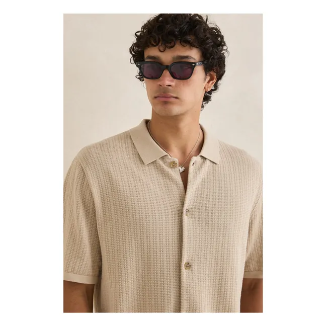 Camisa de manga corta con textura | Beige