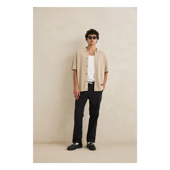 Camisa de manga corta con textura | Beige