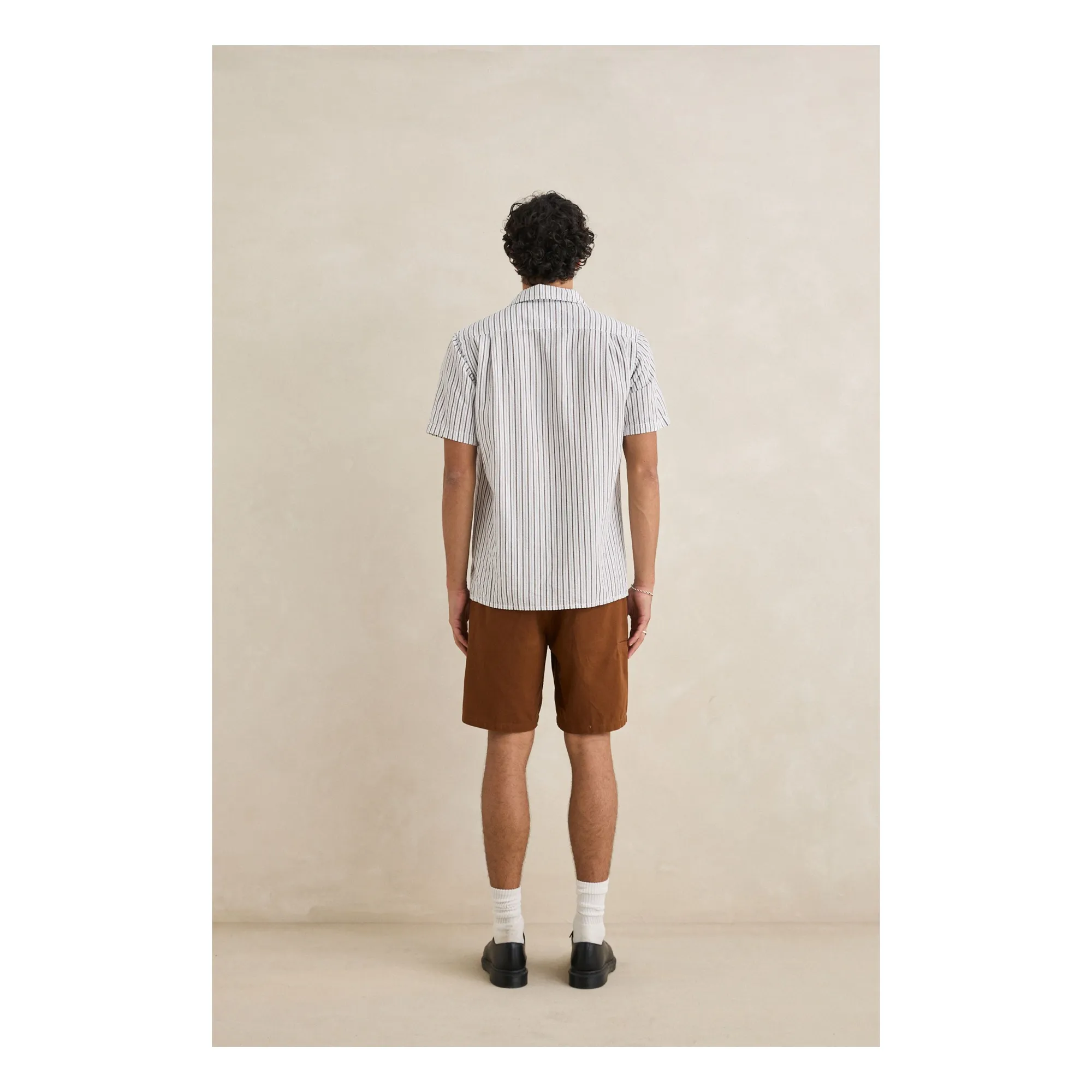 Chemise Manches Courtes Rayée | Gris clair- Image produit n°2