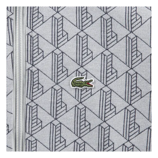 Sudadera con cremallera y monograma Algodón orgánico | Gris Claro