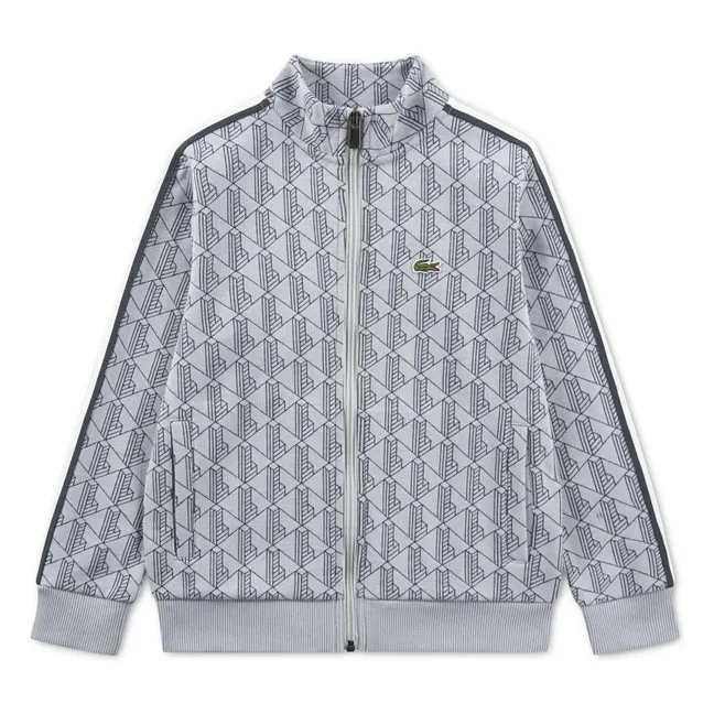 Sudadera con cremallera y monograma Algodón orgánico | Gris Claro