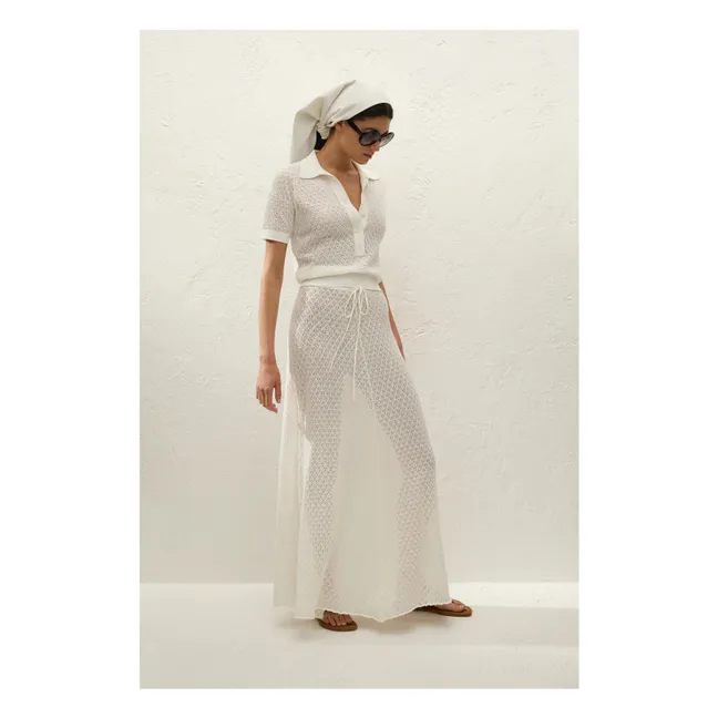 Polo Pointelle Lena Coton | Ecru