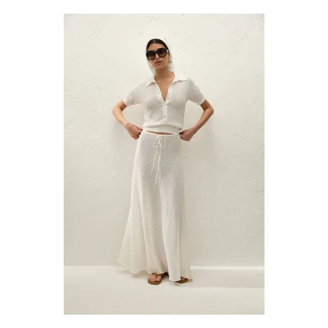 Polo de algodón Pointelle Lena | Crudo