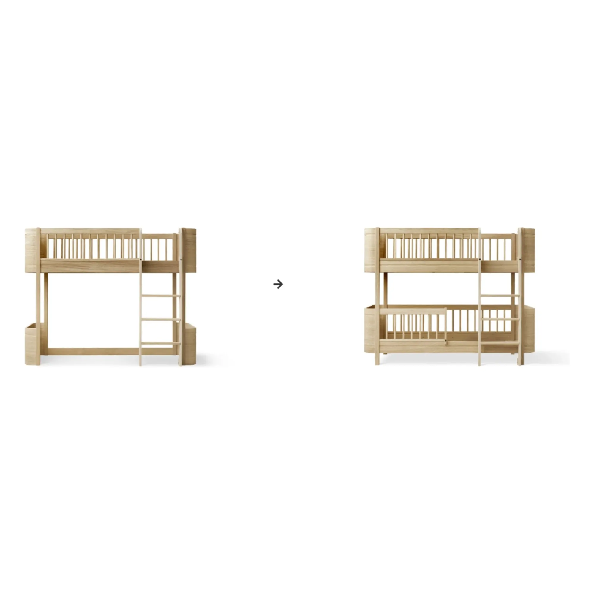 Oliver Furniture Oak Mini+ Conversion Kit, Mid-High Loft Bed To Mid-High Bunk Bed