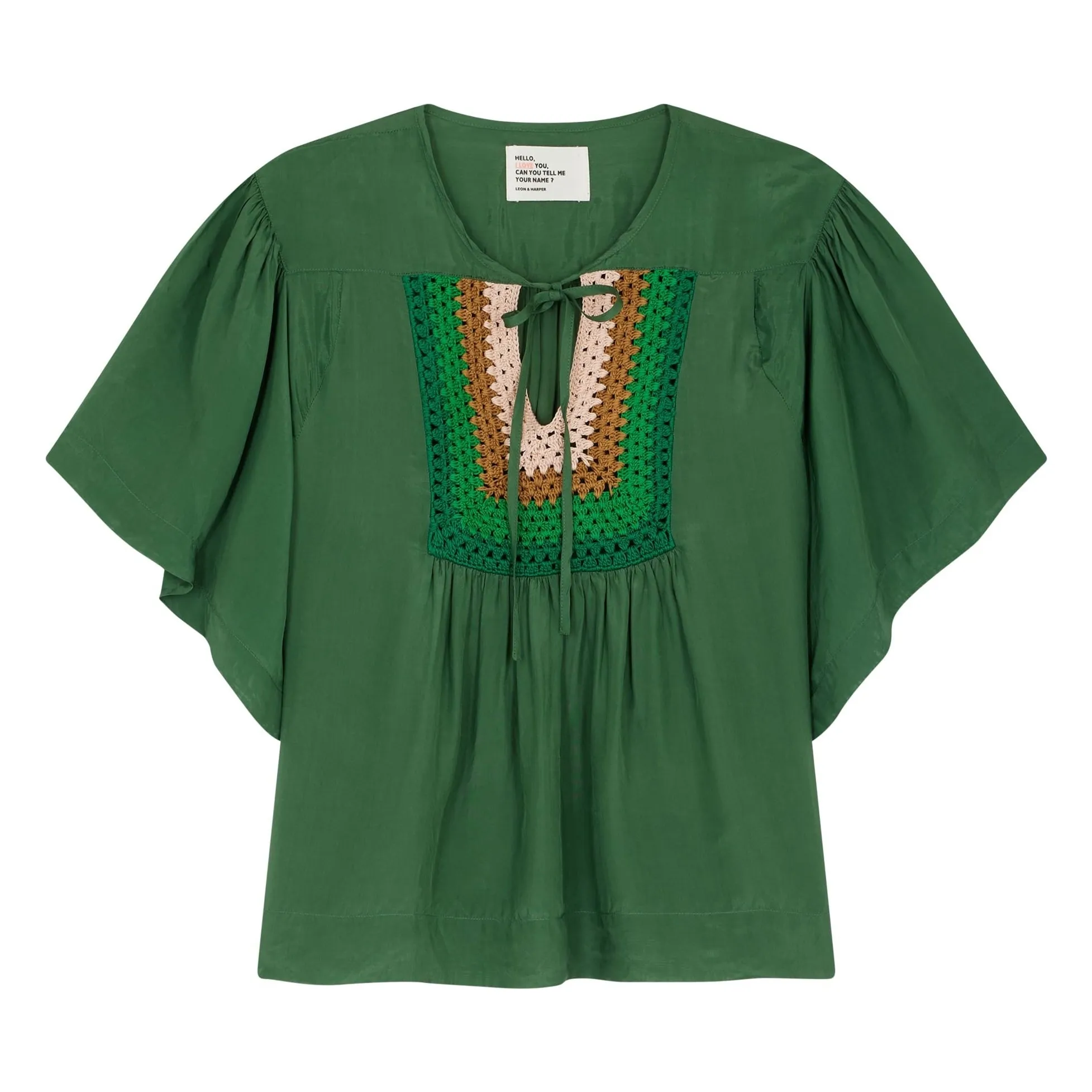 Leon & Harper Green Cocto Crochet Blouse